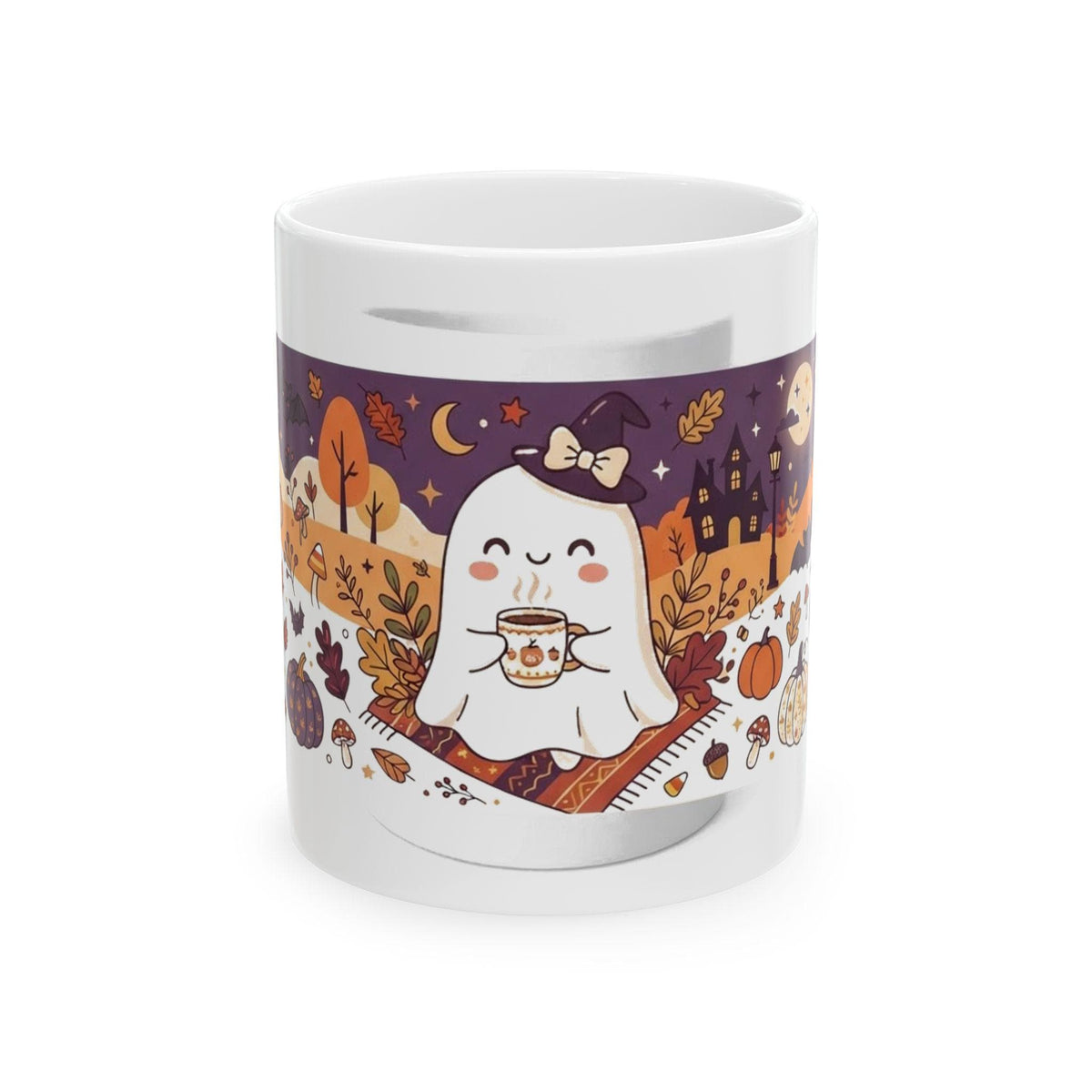 Cute Ghost Drinking Coffee Mug | Halloween Fall Coffee Cup