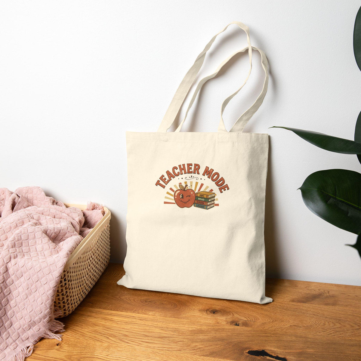Teacher Mode Apple Stack Of Books Tote Bag