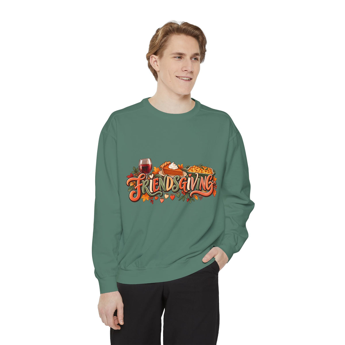 Friendsgiving sweatshirt | Thanksgiving fall leaves turkey wine