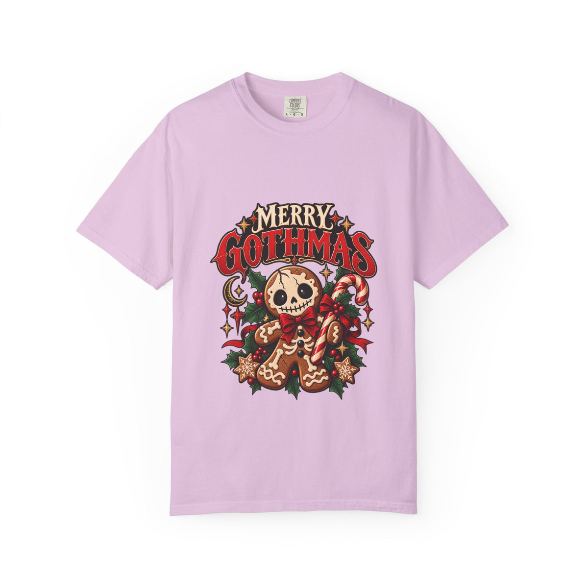 Merry Gothmas skull gingerbread graphic T-shirt | Gothic Christmas tee