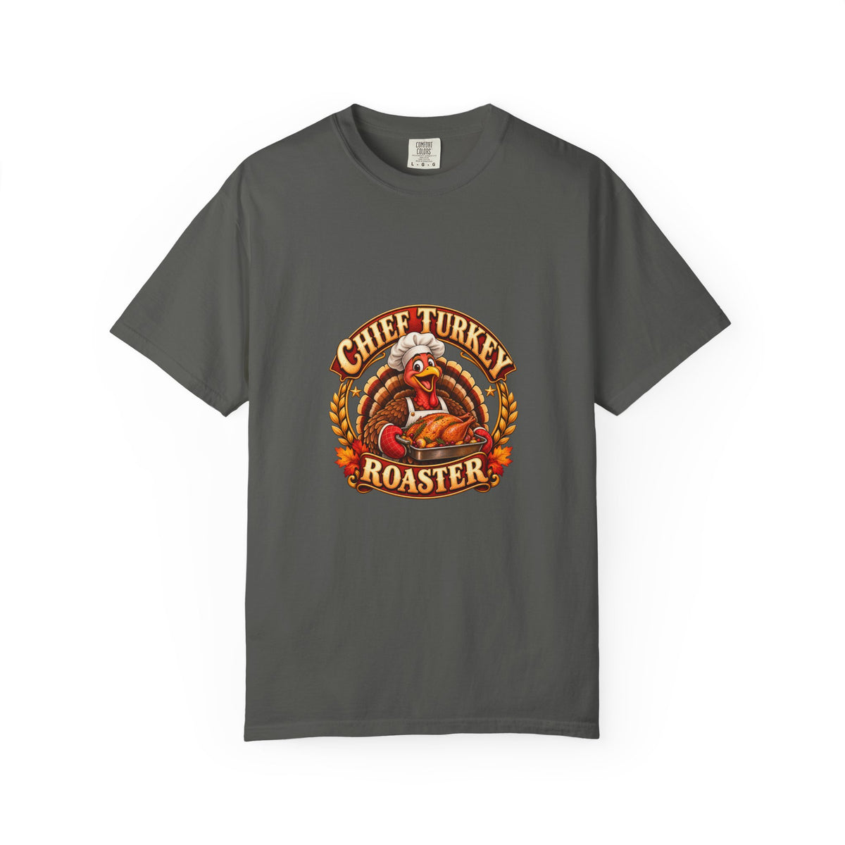 Chief Turkey Roaster T-Shirt — Retro Thanksgiving Emblem Tee, Vintage BBQ Turkey Badge Graphic Fall Shirt