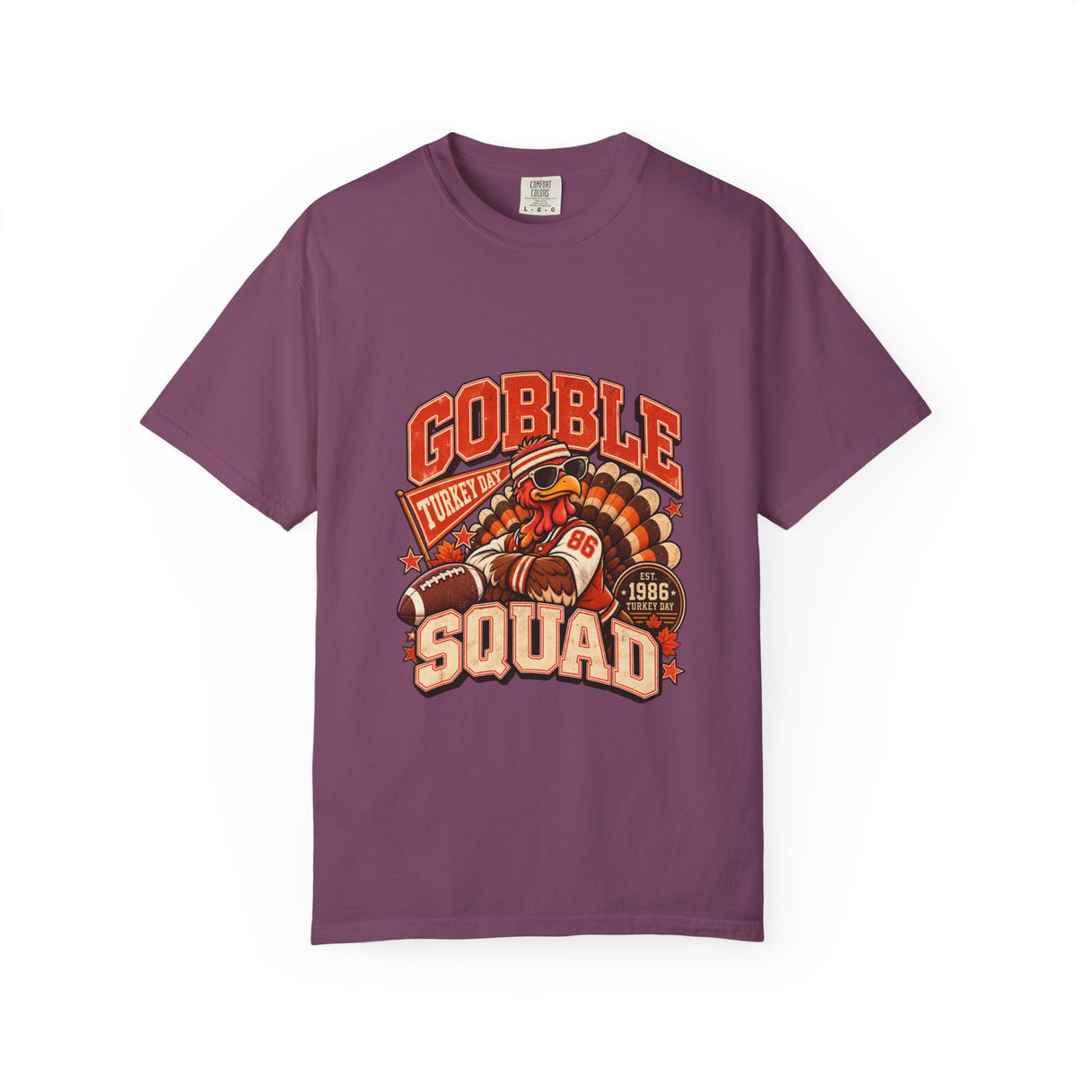 Gobble Squad Turkey Football Helmet T-Shirt | Thanksgiving Turkey Sports Tee
