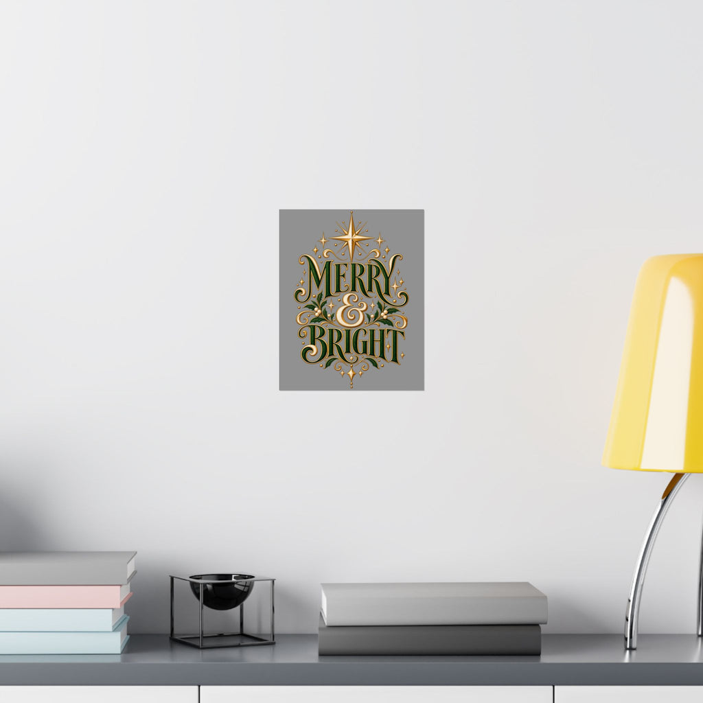 Merry & Bright Holiday Poster — Matte Vertical Christmas Wall Art