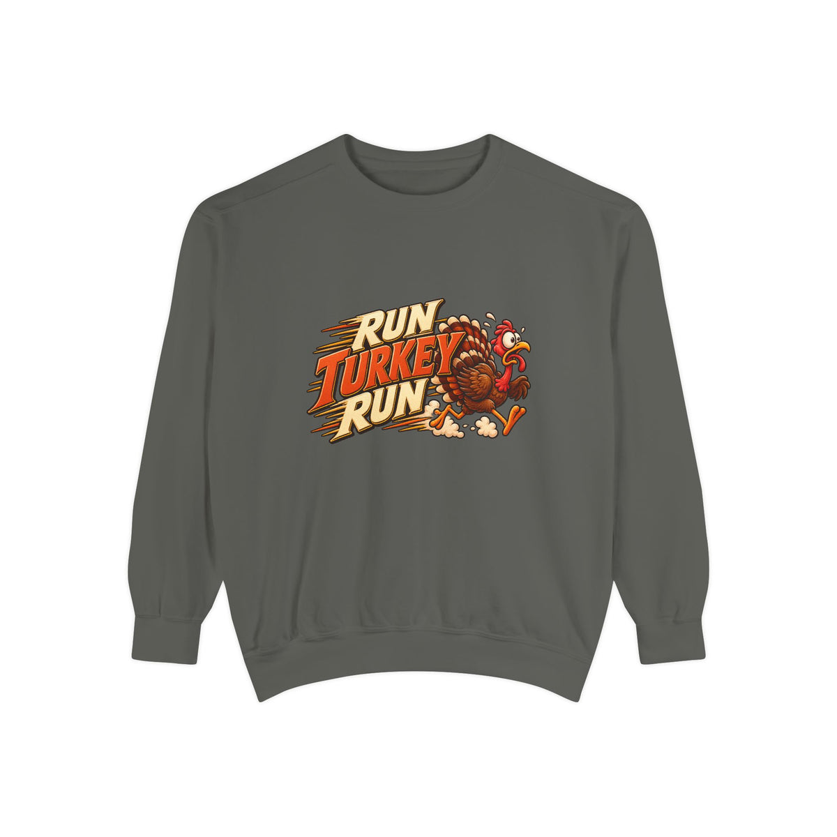 Run Turkey Run Sweatshirt — Funny Thanksgiving Crewneck Sweatshirt, Turkey Day Humor, Fall Family Gathering Top