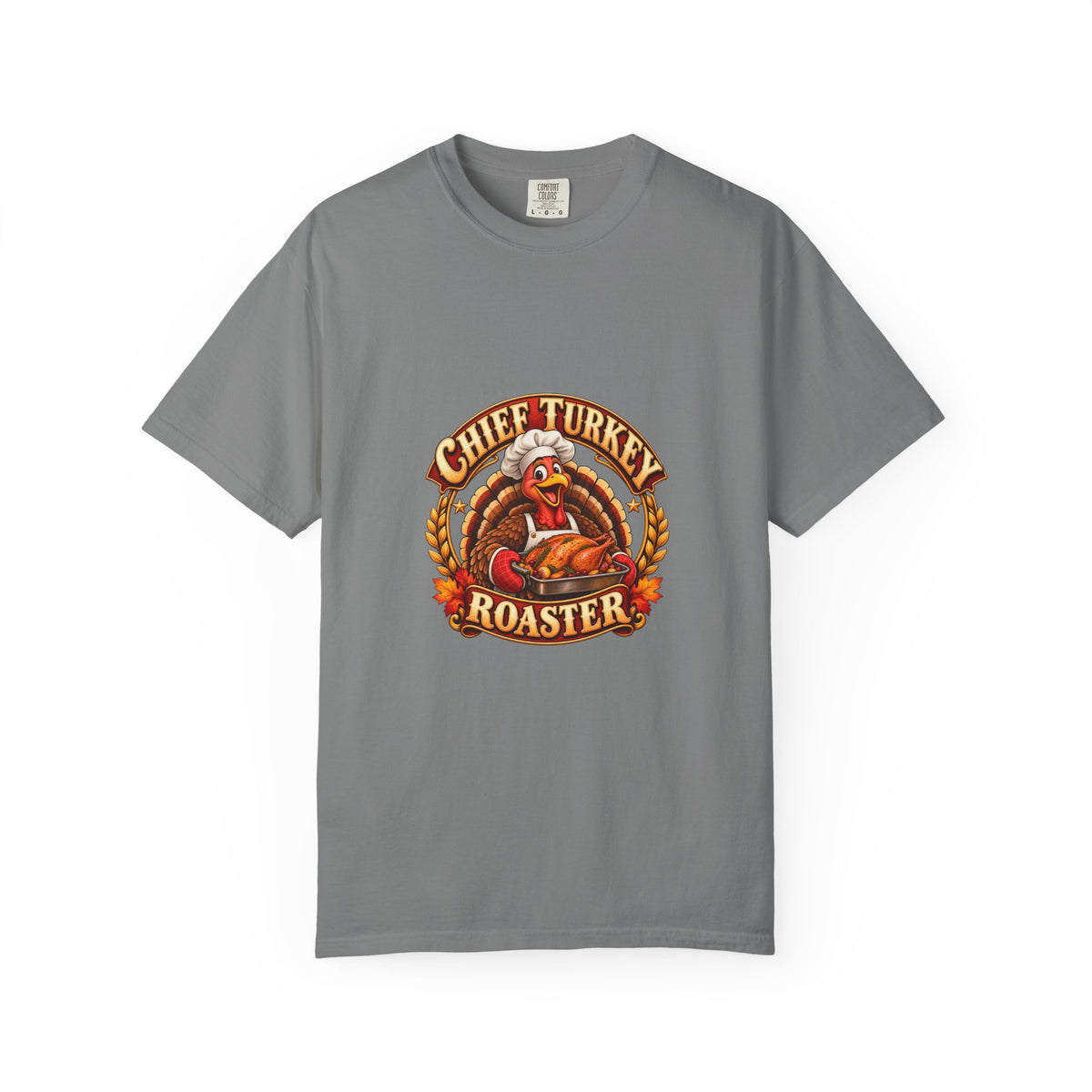 Chief Turkey Roaster T-Shirt — Retro Thanksgiving Emblem Tee, Vintage BBQ Turkey Badge Graphic Fall Shirt