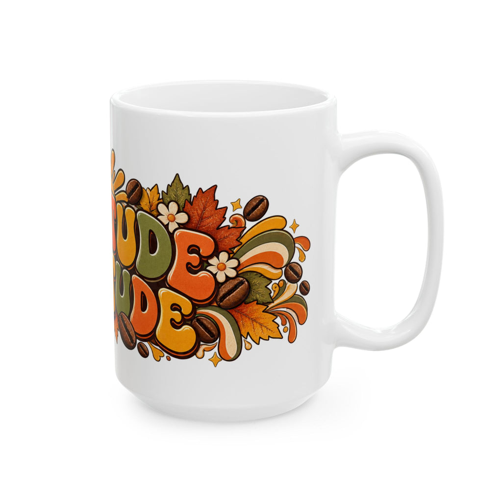 Gratitude Attitude mug | Retro 70s Coffee Illustration, Ceramic Mug