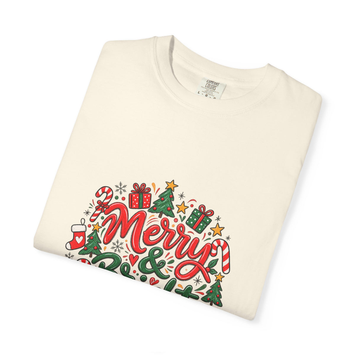 Merry & Bright Christmas T-Shirt | Festive Holiday Graphic Tee
