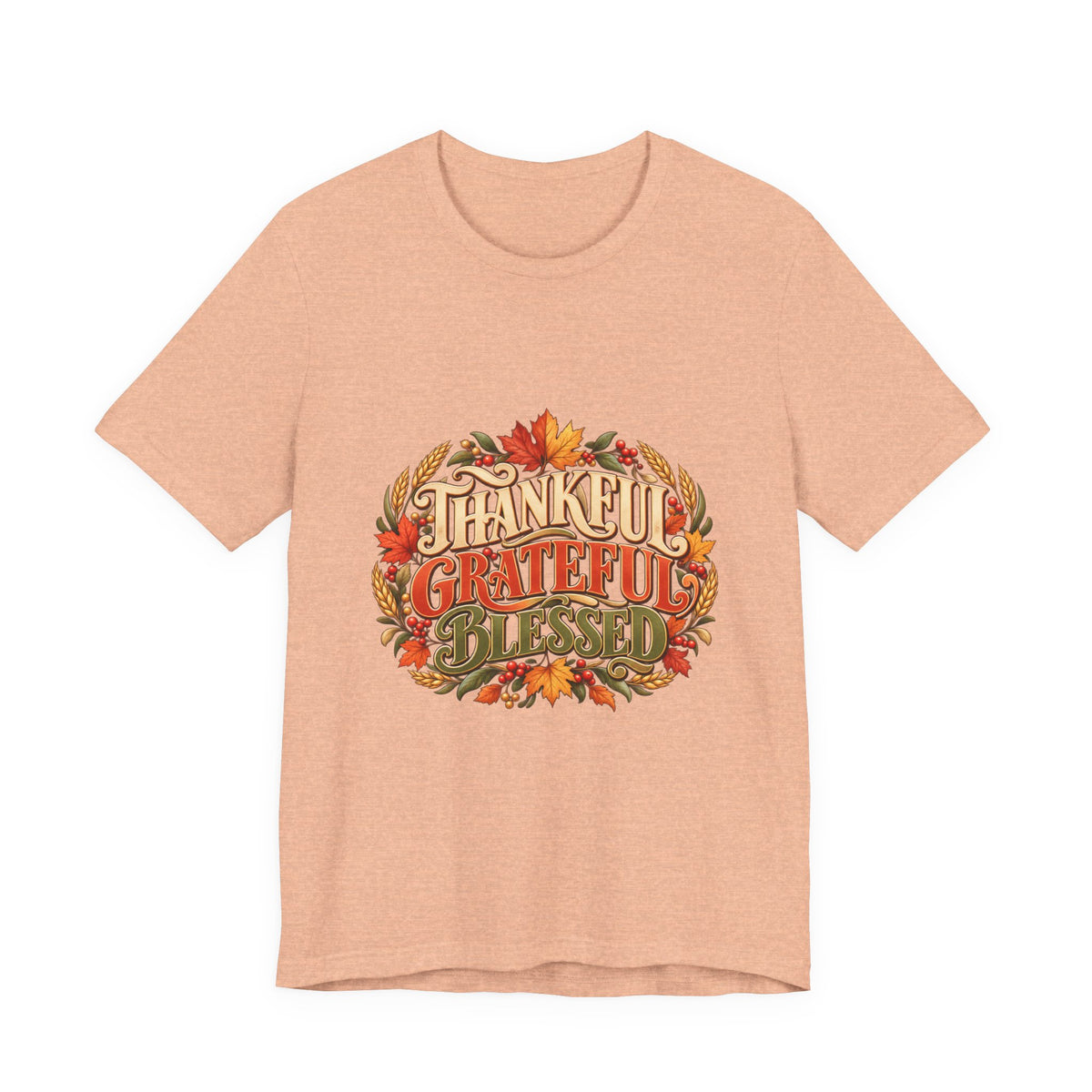Thankful Grateful Blessed tee | Fall leaves Thanksgiving shirt