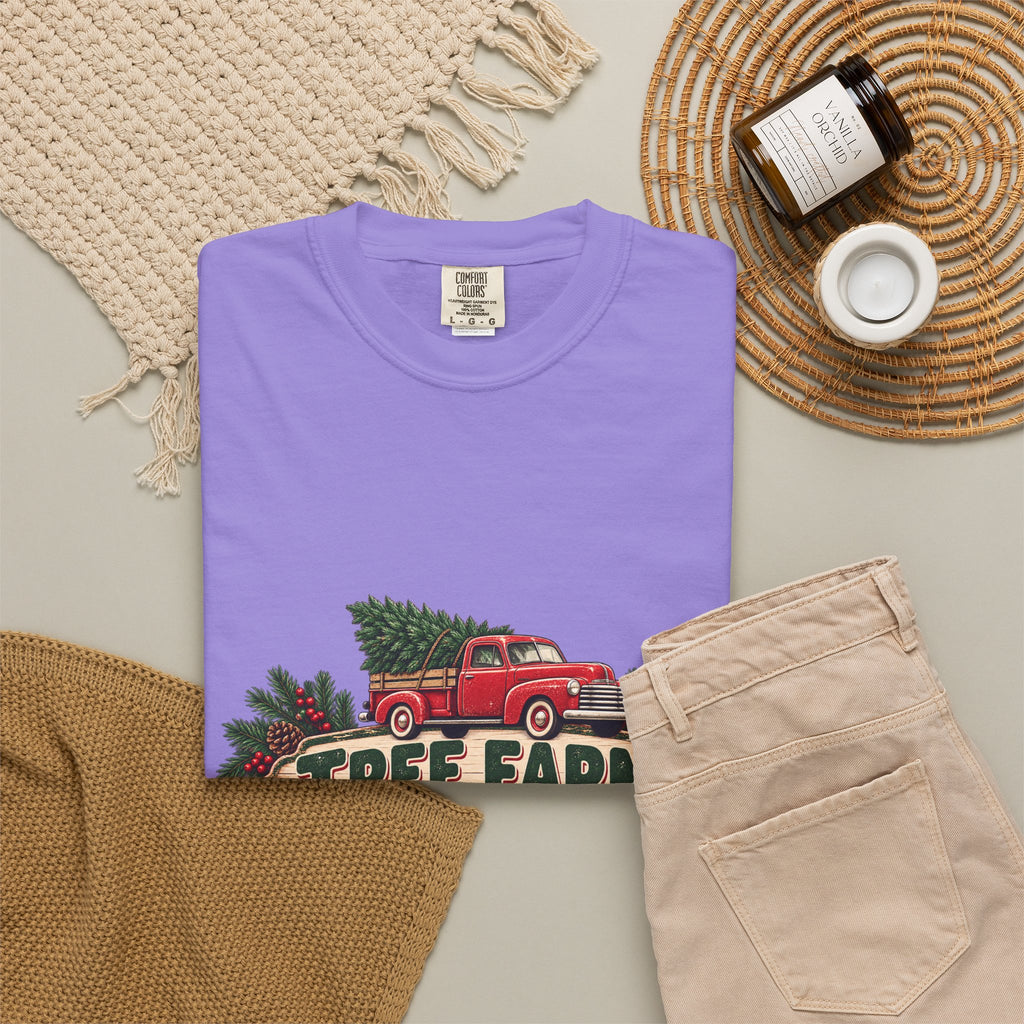 Tree Farm Season T-Shirt — Vintage Red Truck Christmas Tee