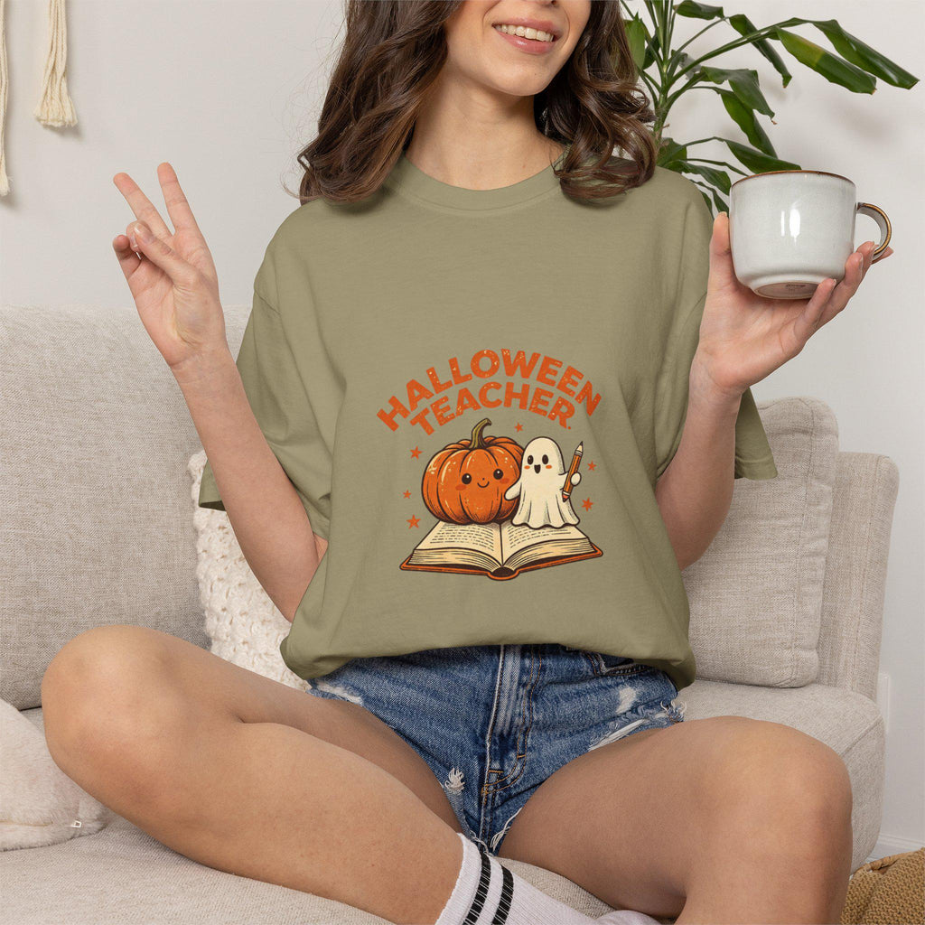 Halloween Pumpkin Ghost T-Shirt | Spooky Autumn Teacher Tee