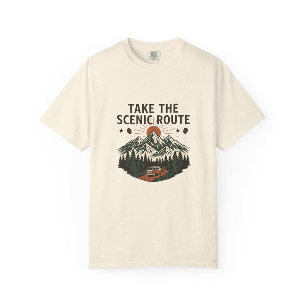 Take the Scenic Route T-shirt | Mountain Road Sunset Graphic
