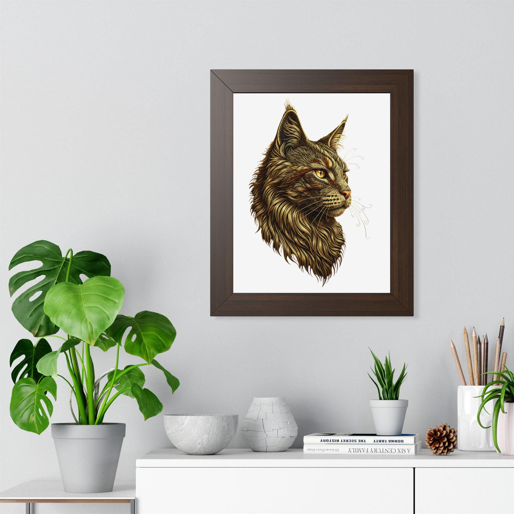 Majestic Lynx Head Framed Vertical Poster | Wildlife Art Print