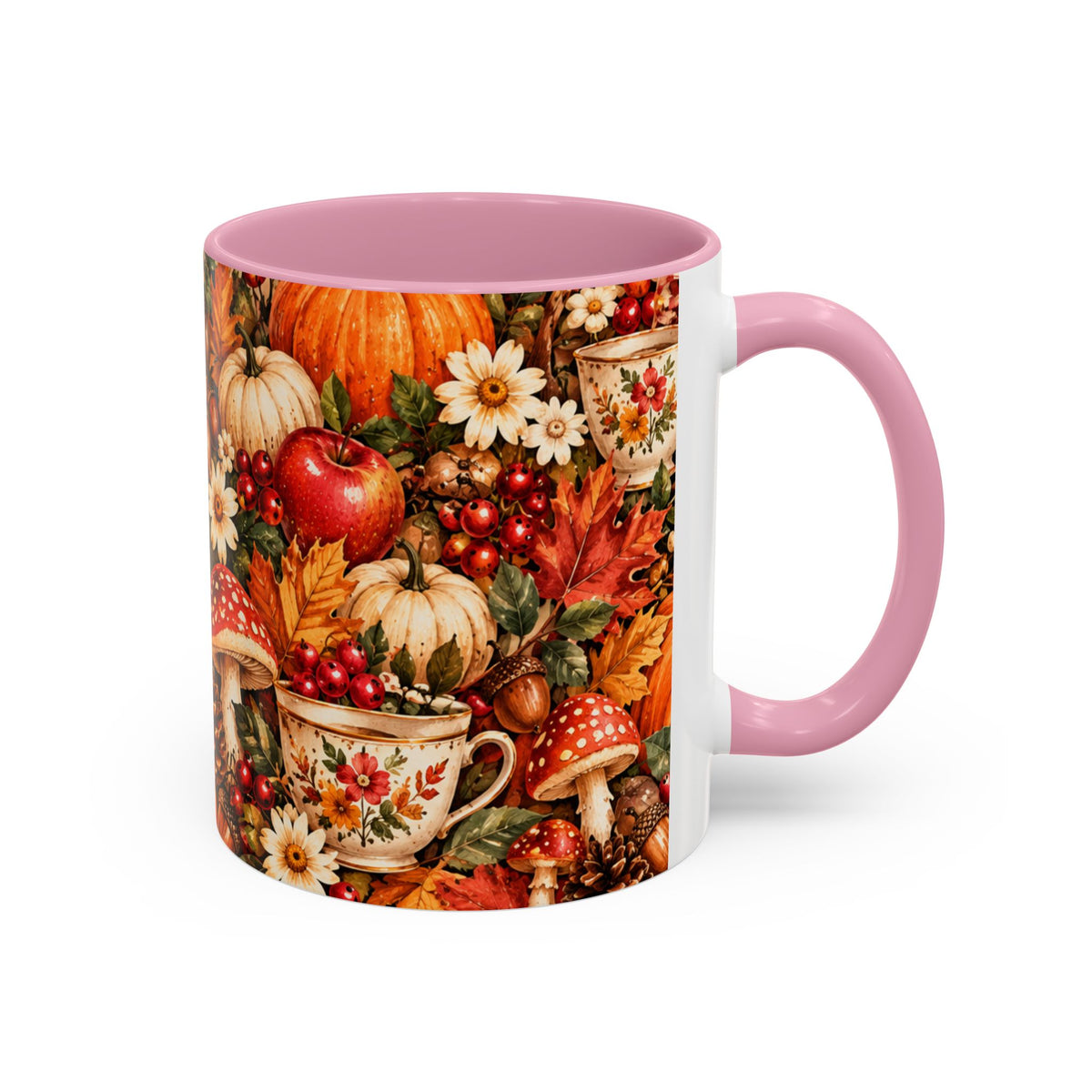 Autumn Harvest Mugs | Fall Pumpkins, Apples, Mushrooms, Daisies 11oz 15oz