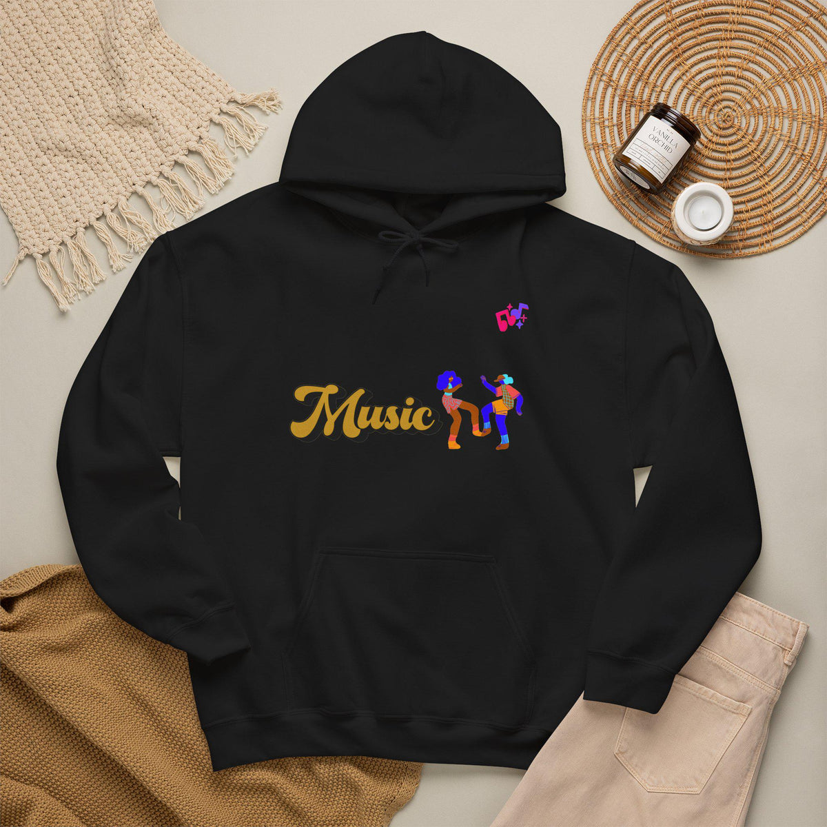 Dancing Couple Cropped Hoodie | Retro Music Funk Illustration