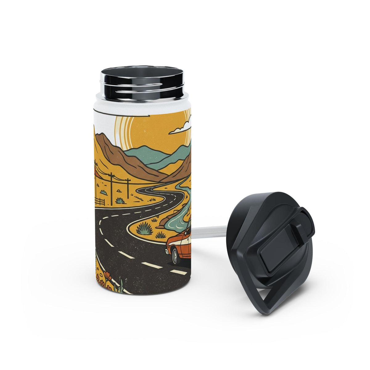 Desert Road Trip Stainless Steel Water Bottle | Scenic Canyon Drive