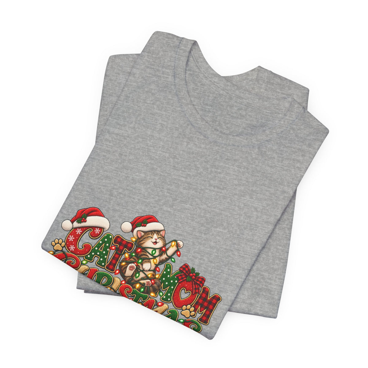 Christmas Cat Tee — Cute "Cat-ty Christmas" Holiday T-Shirt with Santa Cat Design