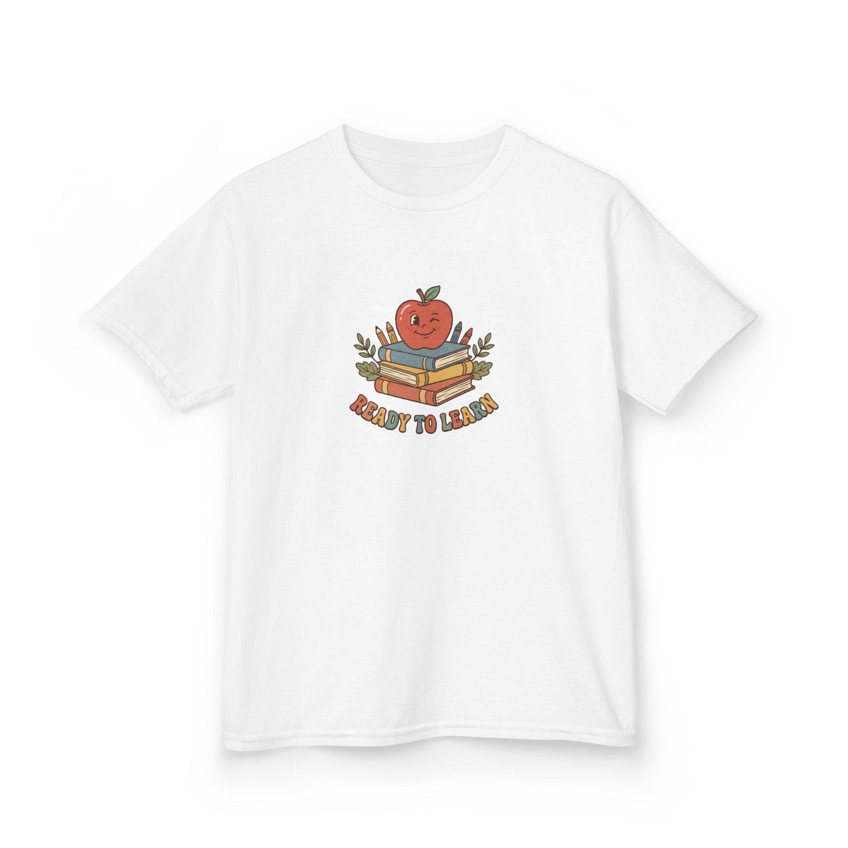 Apple on Books Kids T-Shirt | Back to School Cute Teacher Shirt