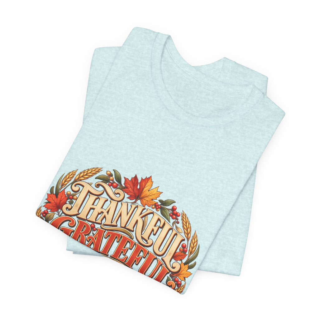 Thankful Grateful Blessed tee | Fall leaves Thanksgiving shirt