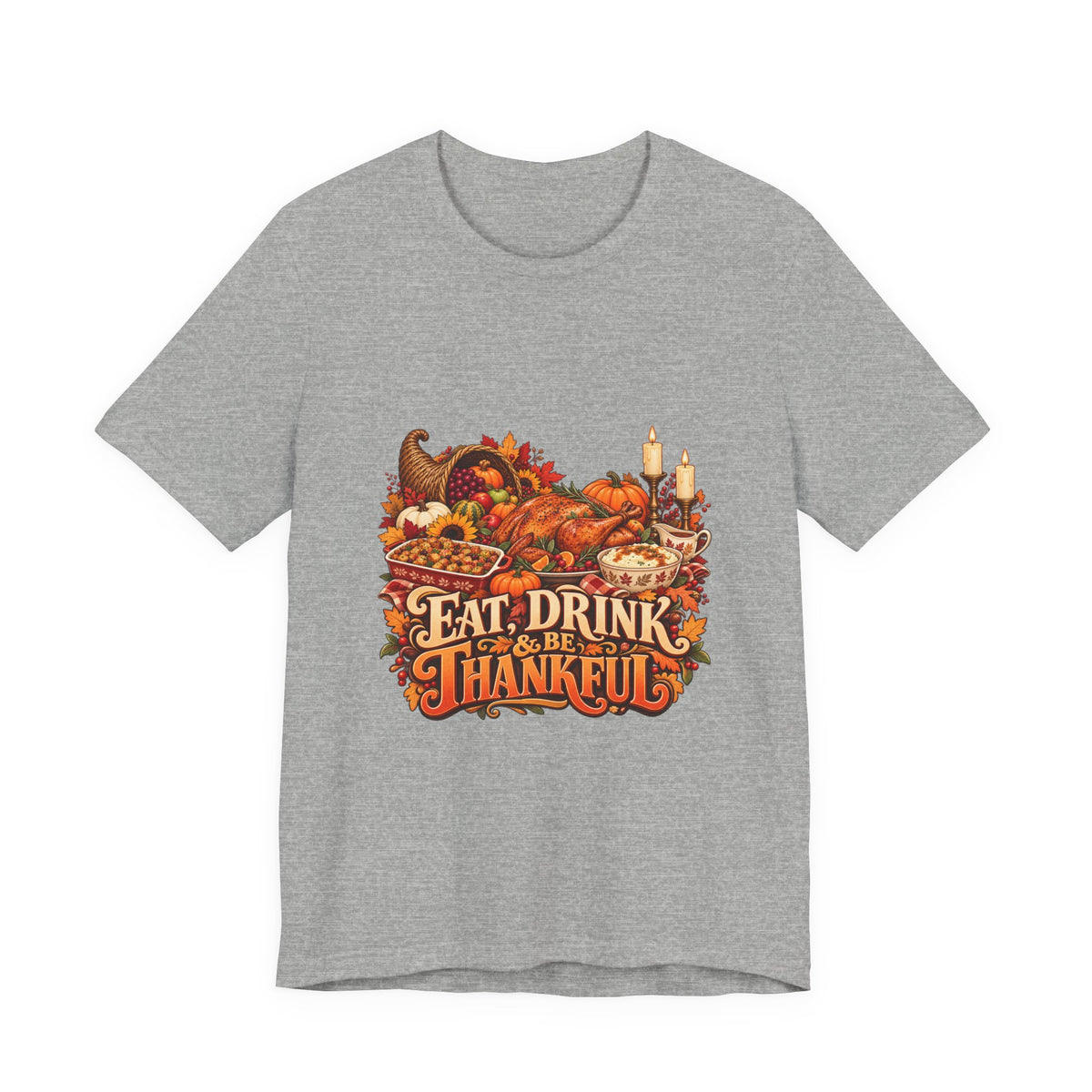 Eat Drink Be Thankful Thanksgiving Tee | Cornucopia Harvest Fall Shirt
