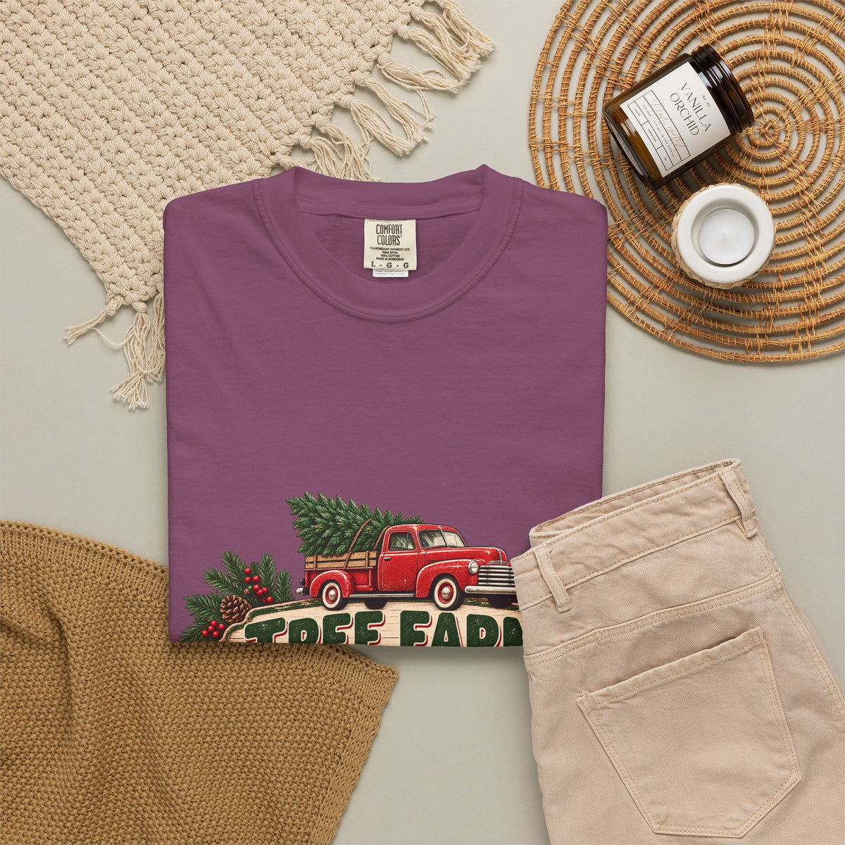 Tree Farm Season T-Shirt — Vintage Red Truck Christmas Tee