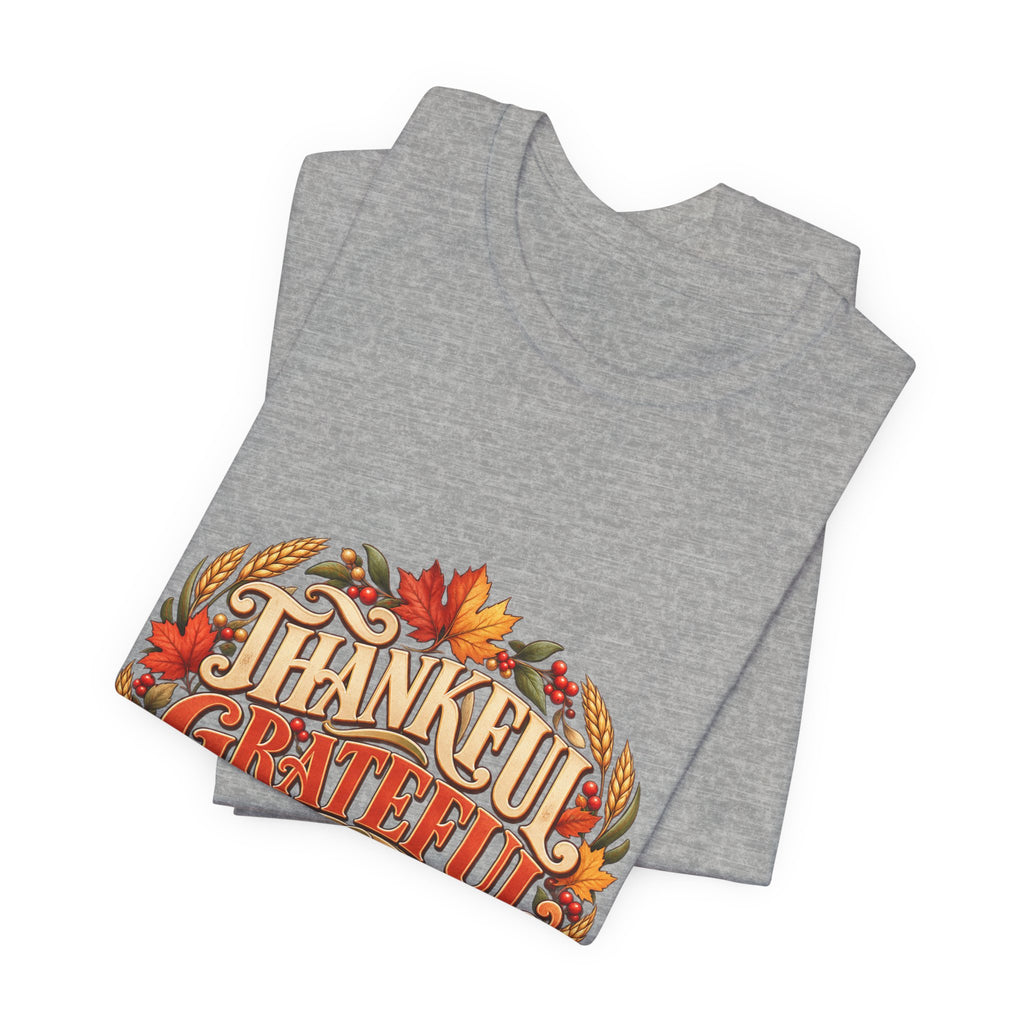 Thankful Grateful Blessed tee | Fall leaves Thanksgiving shirt