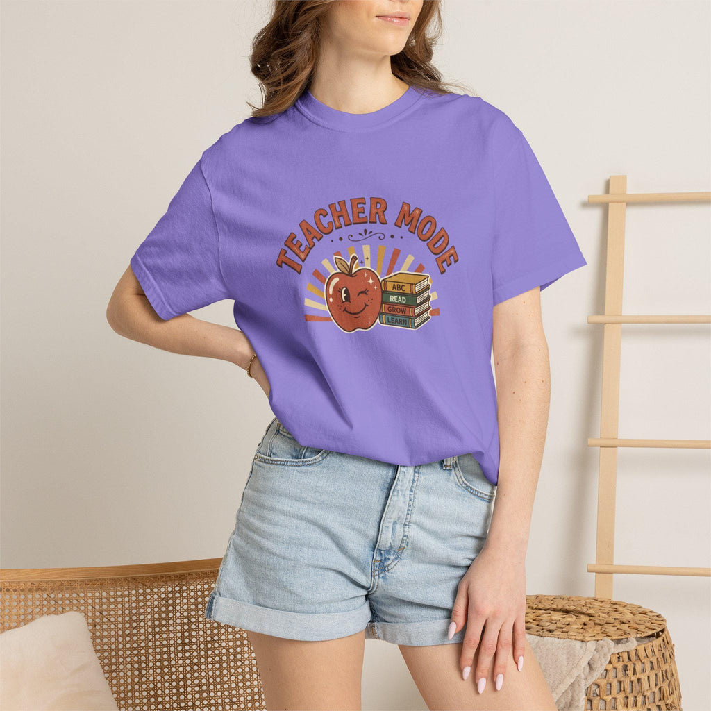 Teacher Mode apple and books T-Shirt | Back to School teacher tee