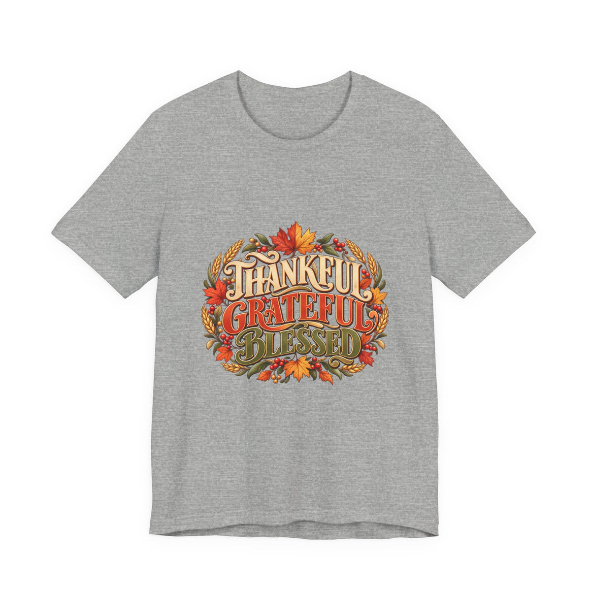Thankful Grateful Blessed tee | Fall leaves Thanksgiving shirt