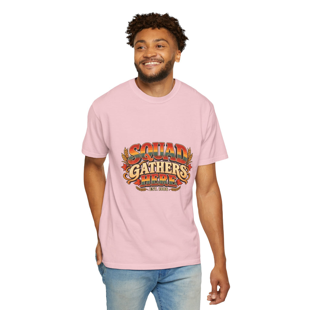 Squad Gathers Here T-Shirt — Retro Thanksgiving Family Reunion Tee, Vintage Fall Gathering Shirt, Friendsgiving