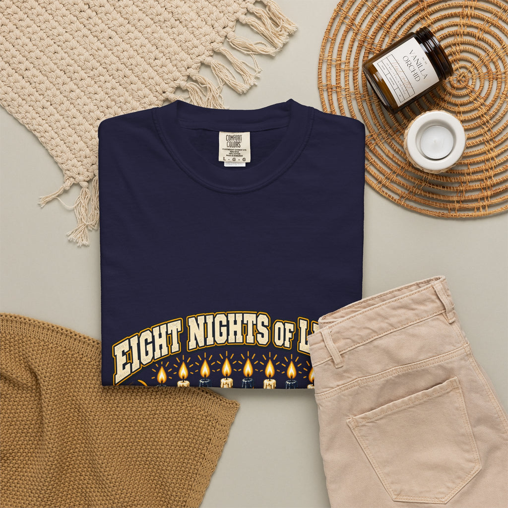 Eight Nights of Light Menorah Tee | Hanukkah T-Shirt, Menorah Illustration
