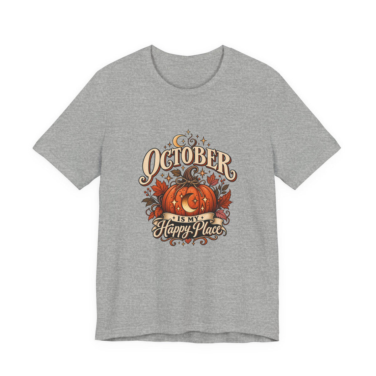 October Is My Happy Place T-Shirt | Pumpkin Halloween Fall Tee