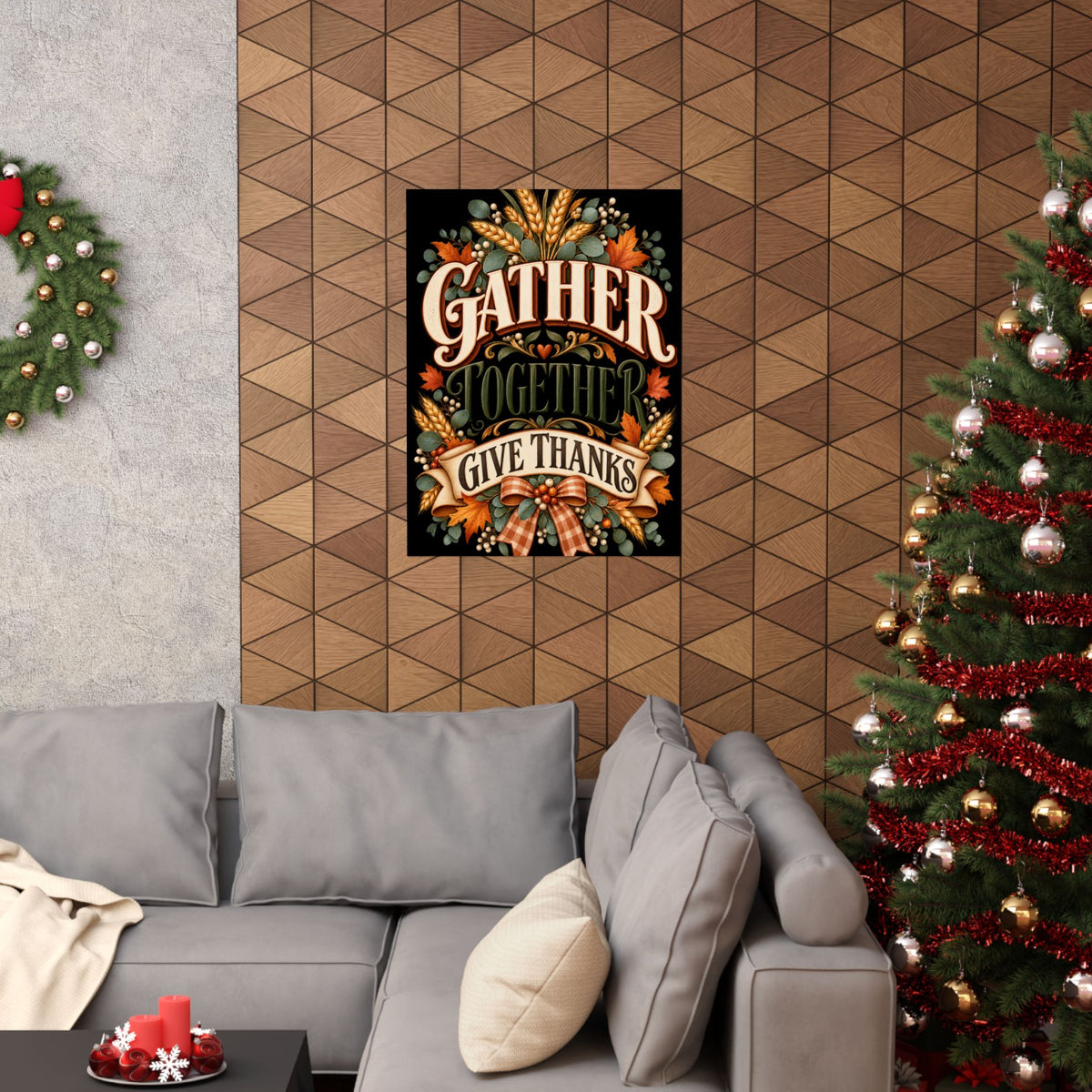 Gather Together Give Thanks Poster | Thanksgiving Fall Wall Art, Harvest Typography