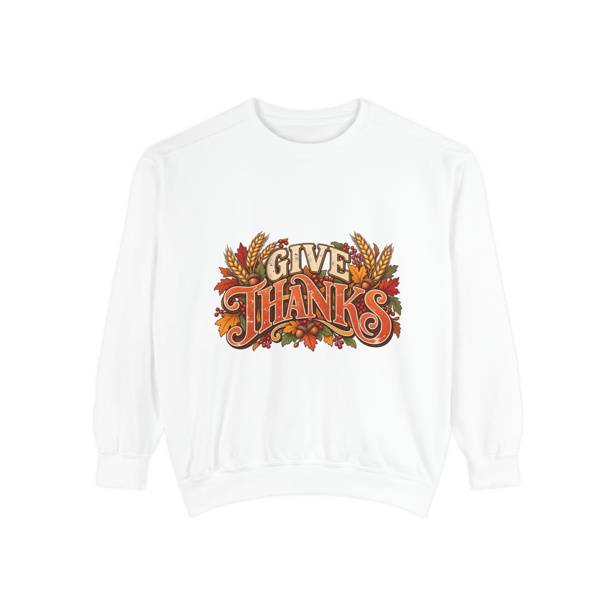 Give Thanks Fall Leaves Sweatshirt | Thanksgiving Seasonal Crewneck