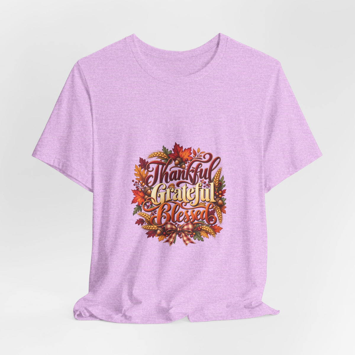 Thankful Grateful Blessed T-Shirt — Fall Leaves Thanksgiving Tee, Autumn Gratitude Shirt, Family Matching Outfit