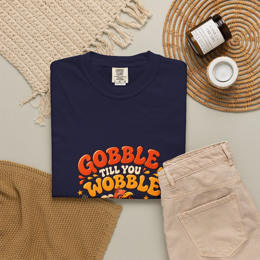 Gobble Till You Wobble Turkey T-Shirt | Thanksgiving Turkey Graphic