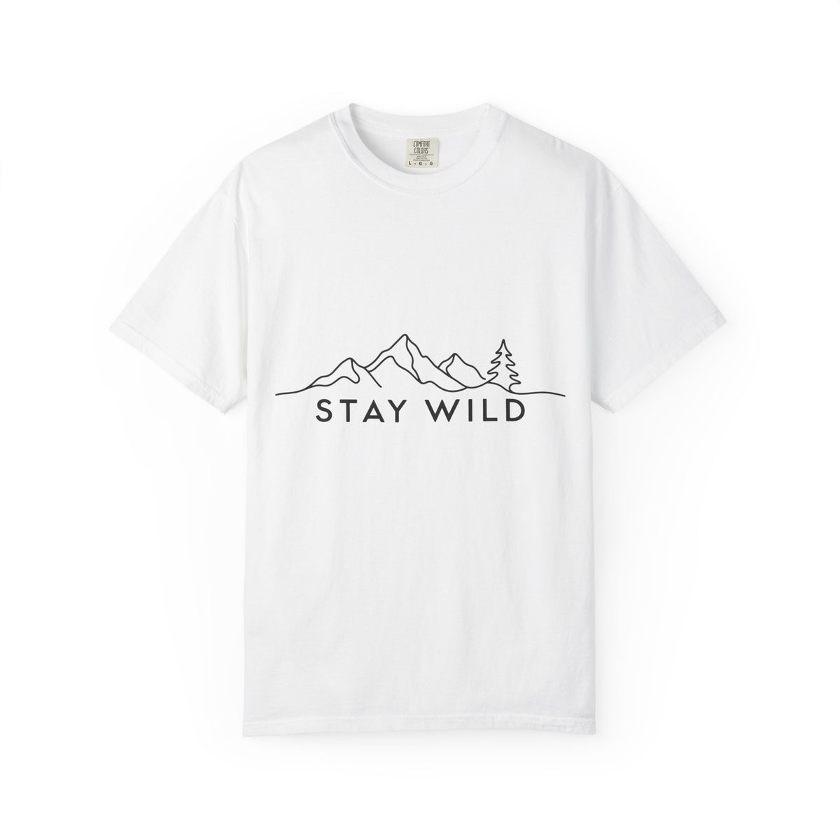 Stay Wild mountain line art T-shirt | minimalist outdoors tee