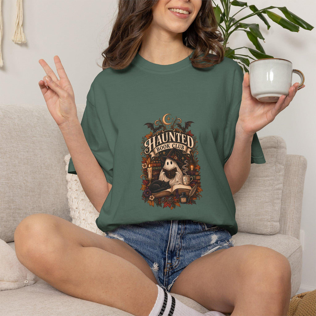 Haunted Book Club T-shirt | Ghost Reading Design, Halloween Literary Tee