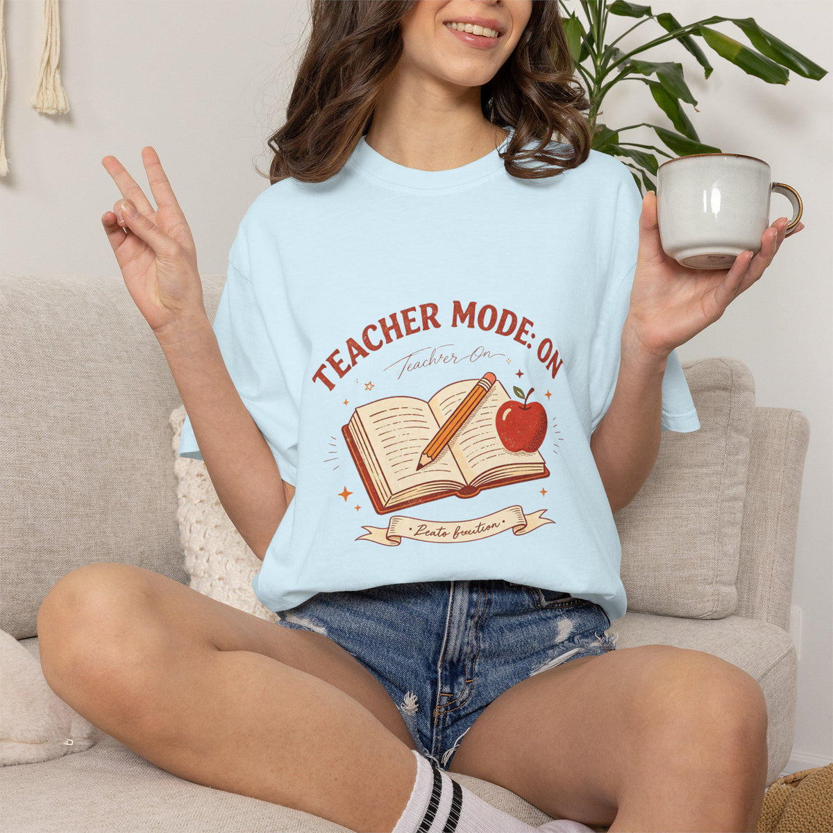 Teacher Mode On book and apple T-Shirt | Teacher shirt, classroom design