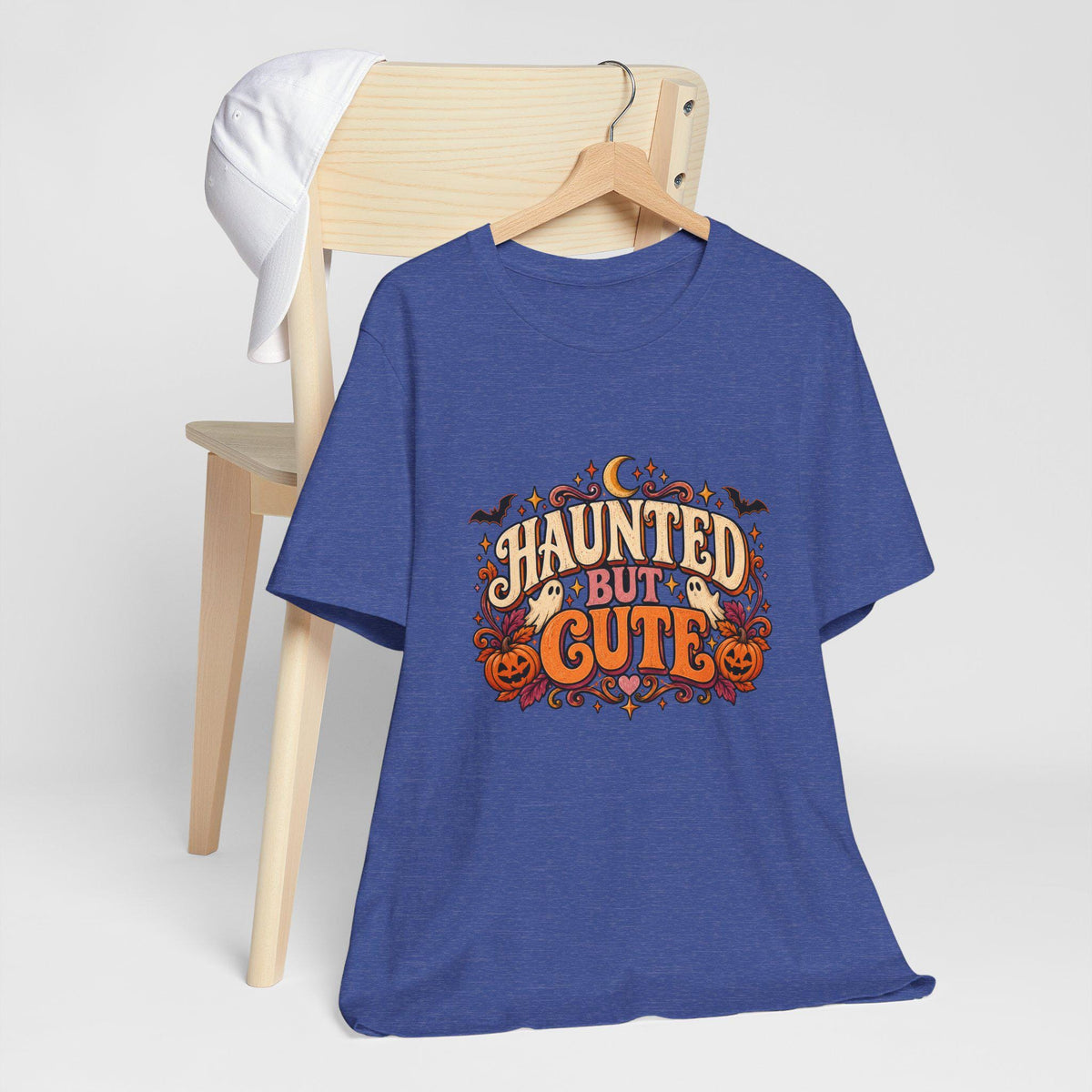 Haunted But Cute Halloween design T-Shirt | Pumpkin bats spooky lettering