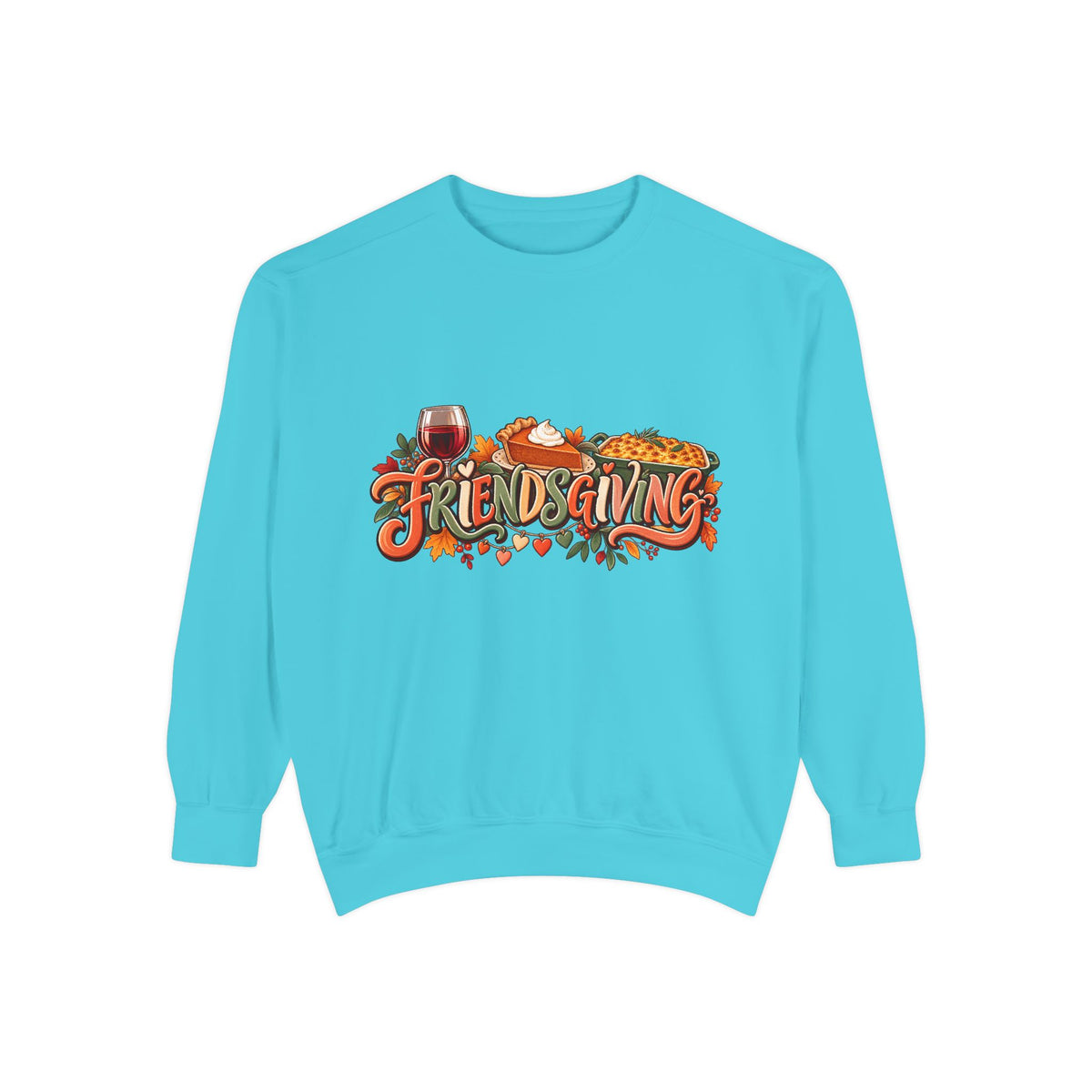 Friendsgiving sweatshirt | Thanksgiving fall leaves turkey wine