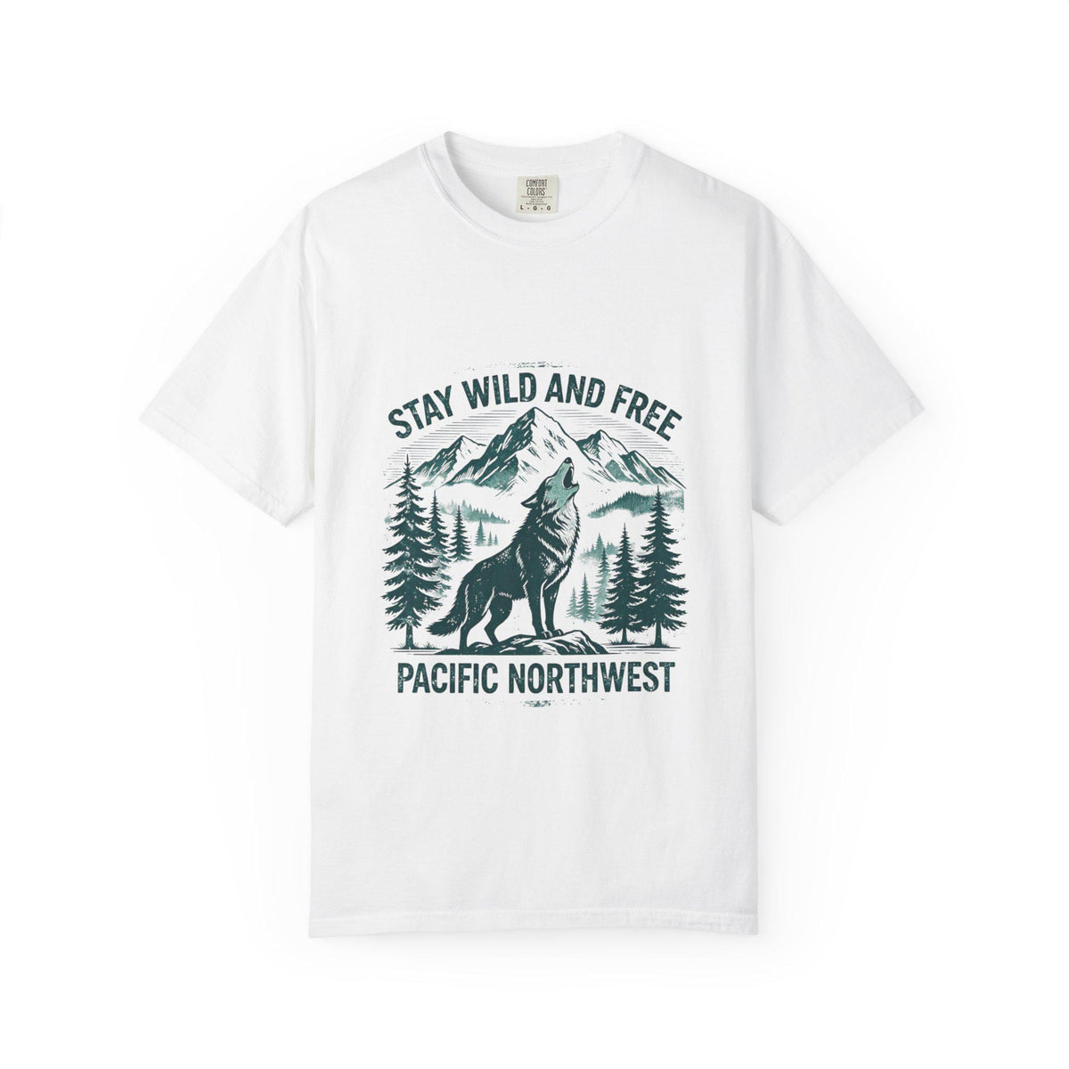 Stay Wild and Free Wolf Pacific Northwest T-Shirt | Mountain Camping Tee | Nature Lover Gift | Hiking Adventure Shirt | Wildlife Outdoor