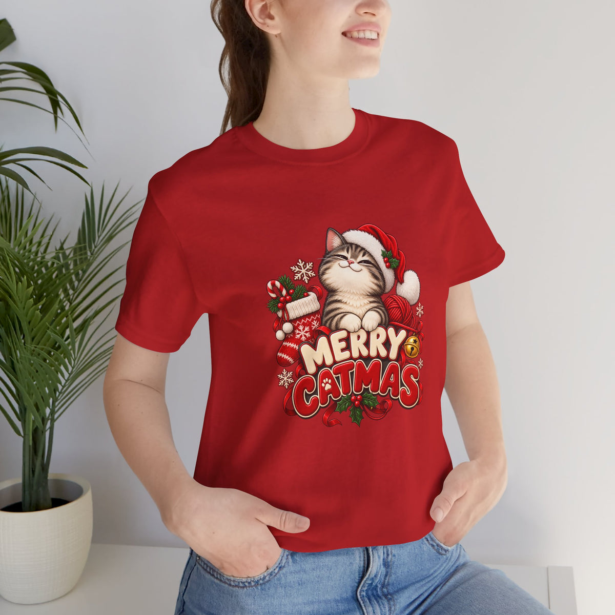 Merry Catmas T-Shirt – Cute Christmas Cat Holiday Tee