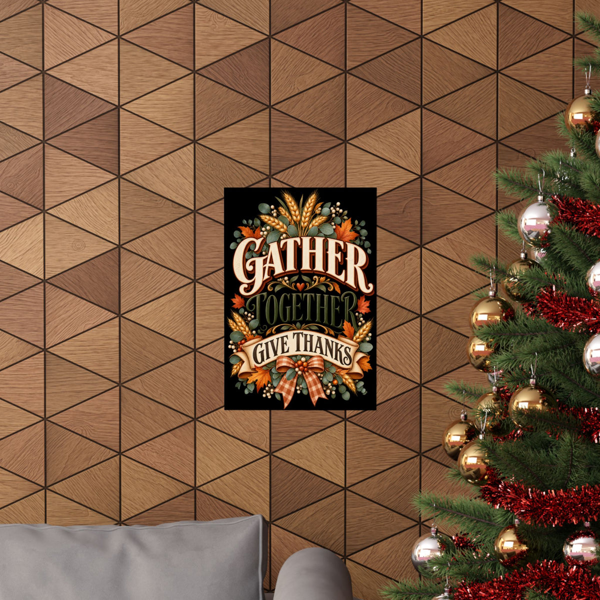 Gather Together Give Thanks Poster | Thanksgiving Fall Wall Art, Harvest Typography