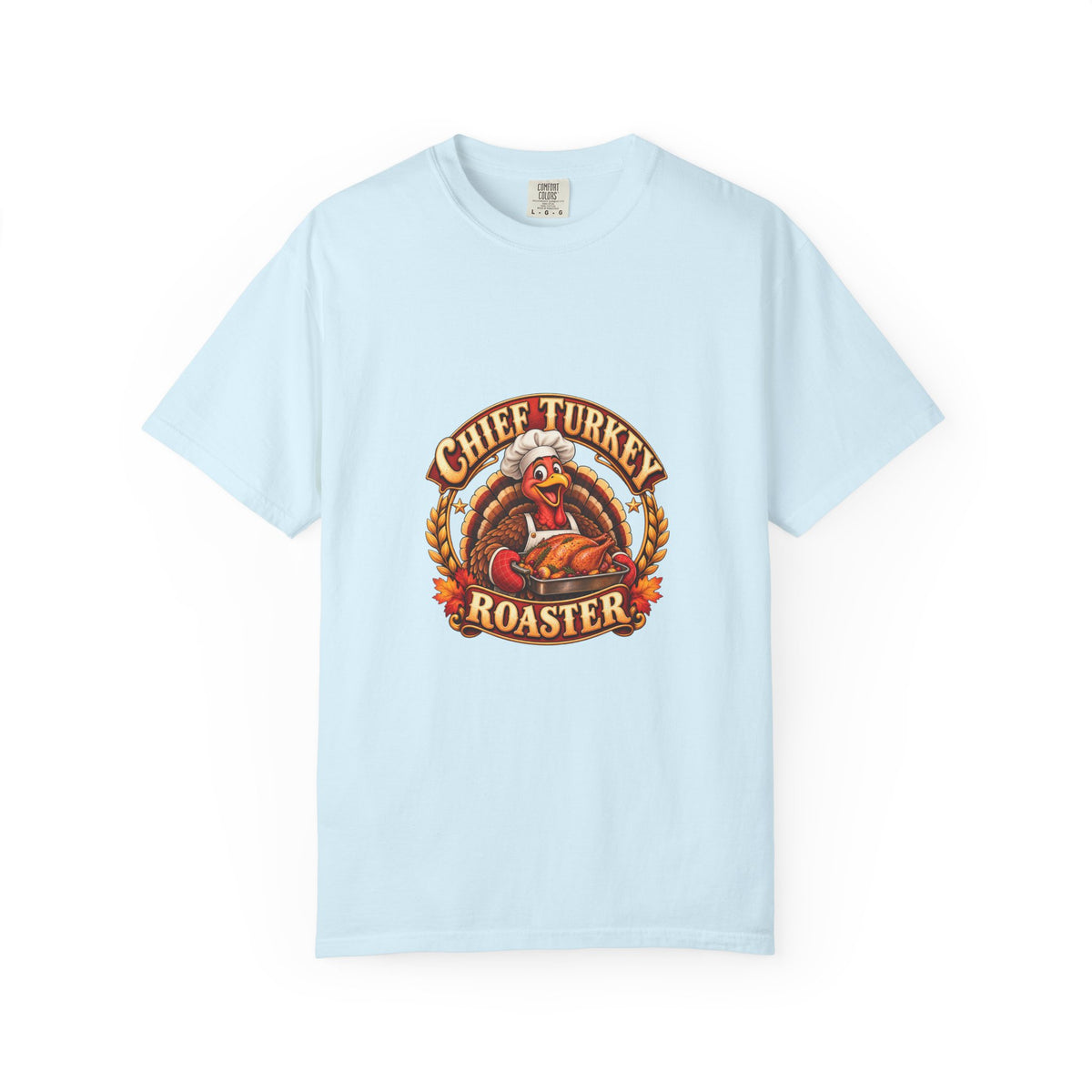 Chief Turkey Roaster T-Shirt — Retro Thanksgiving Emblem Tee, Vintage BBQ Turkey Badge Graphic Fall Shirt