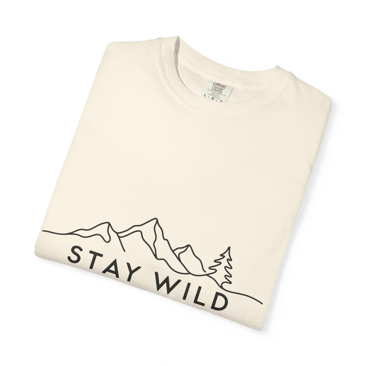 Stay Wild mountain line art T-shirt | minimalist outdoors tee