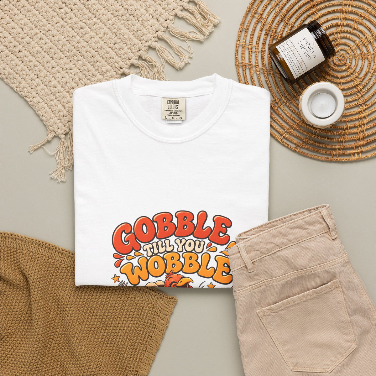 Gobble Till You Wobble Turkey T-Shirt | Thanksgiving Turkey Graphic