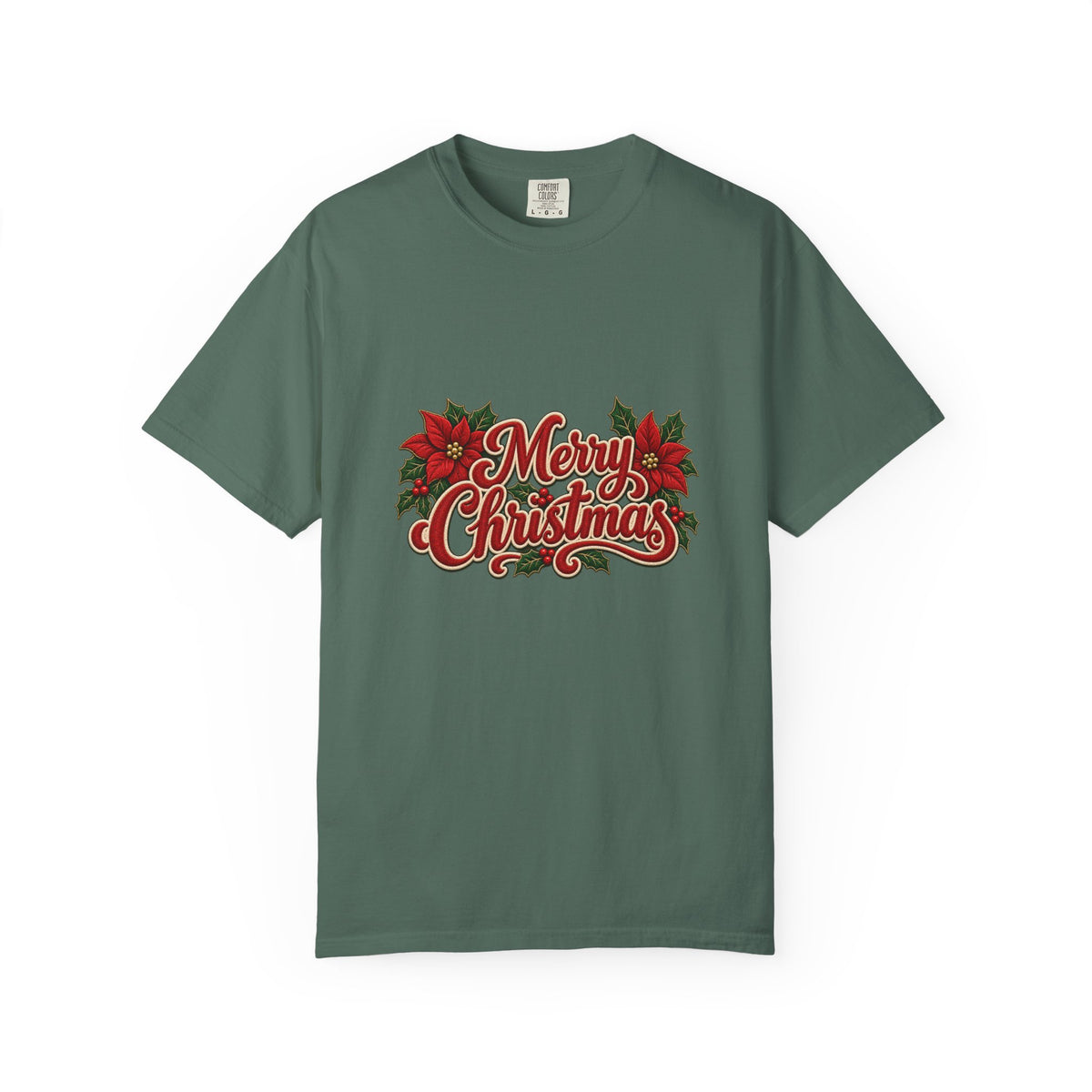 Merry Christmas Poinsettia T-Shirt | Red Holiday Floral Graphic Tee