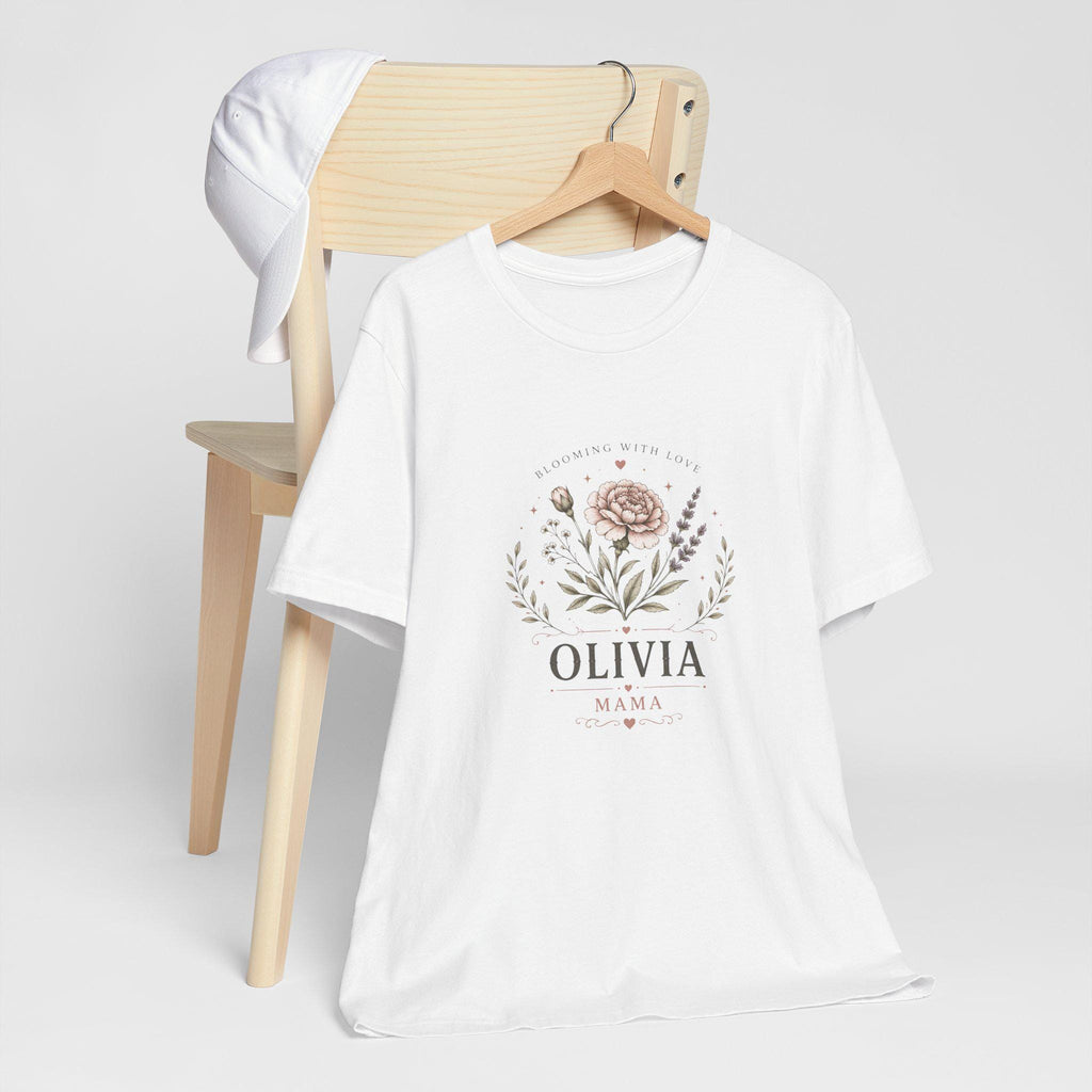 Olivia Floral Name Mama T-Shirt | Personalized Flower Monogram Tee