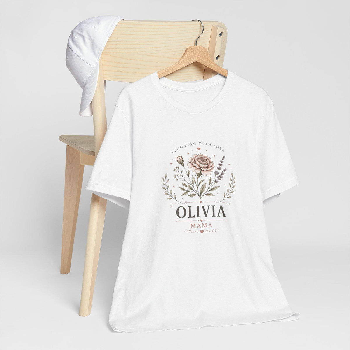 Olivia Floral Name Mama T-Shirt | Personalized Flower Monogram Tee