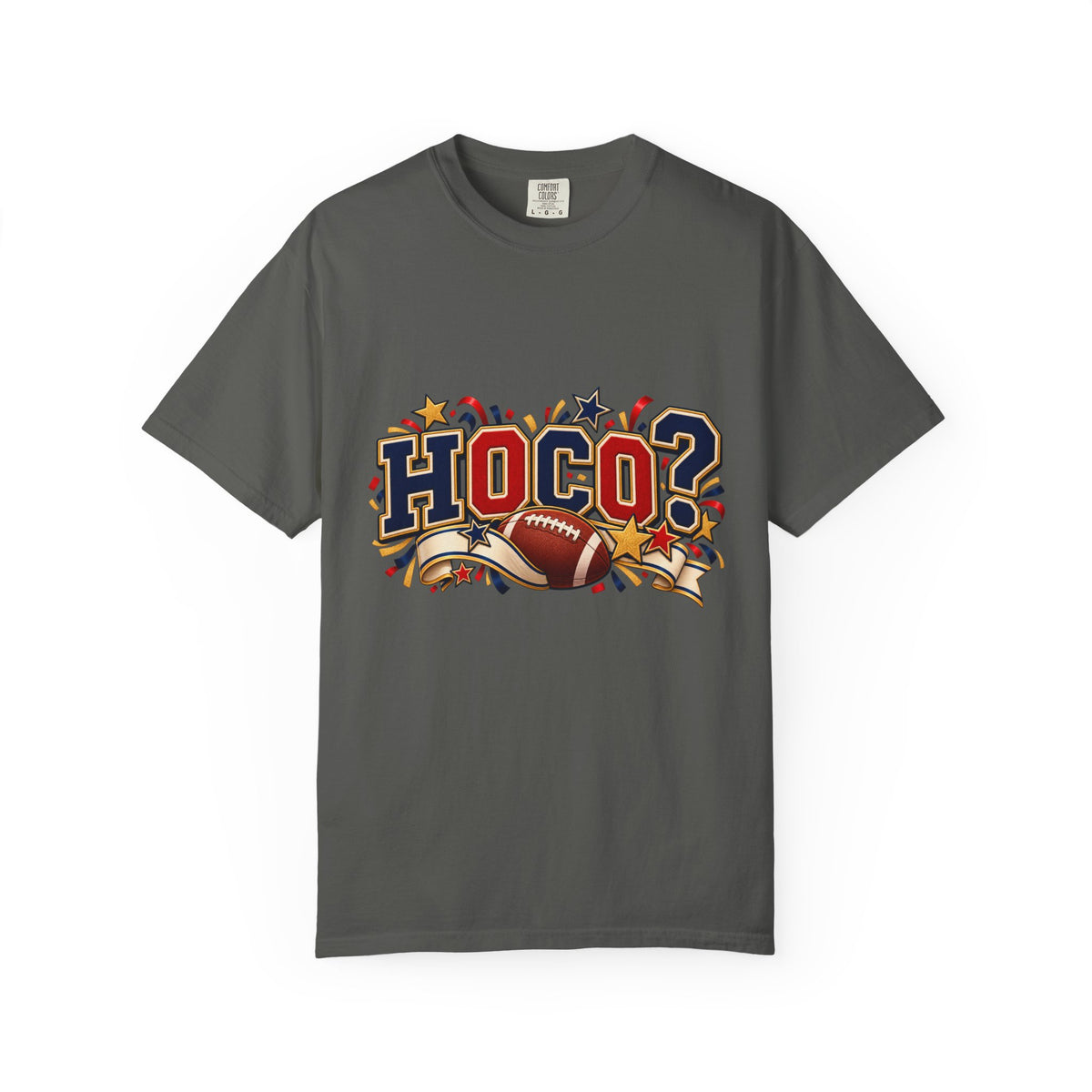 HOCO? Football Homecoming T-shirt | School Spirit, Stars & Banner Design