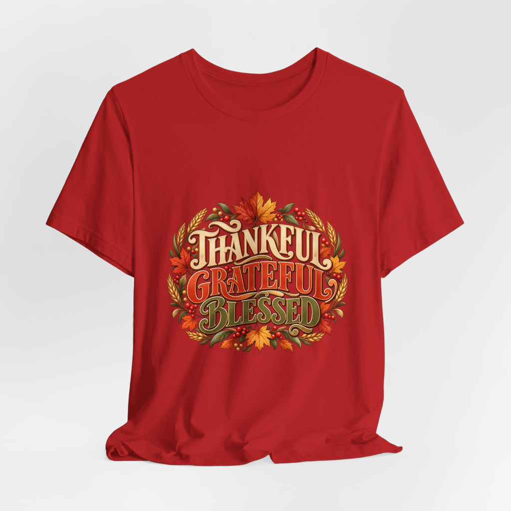 Thankful Grateful Blessed tee | Fall leaves Thanksgiving shirt
